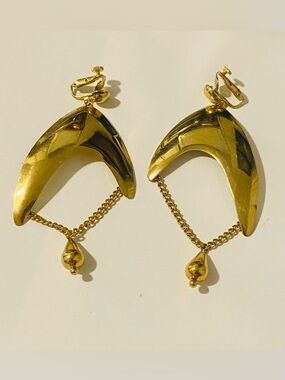 Vintage Vendome Huge 4” Runway statement Earrings clip Chain Dangle